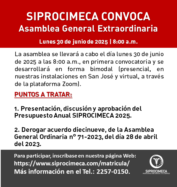 SIPROCIMECA CONVOCA A SUS AFILIADOS