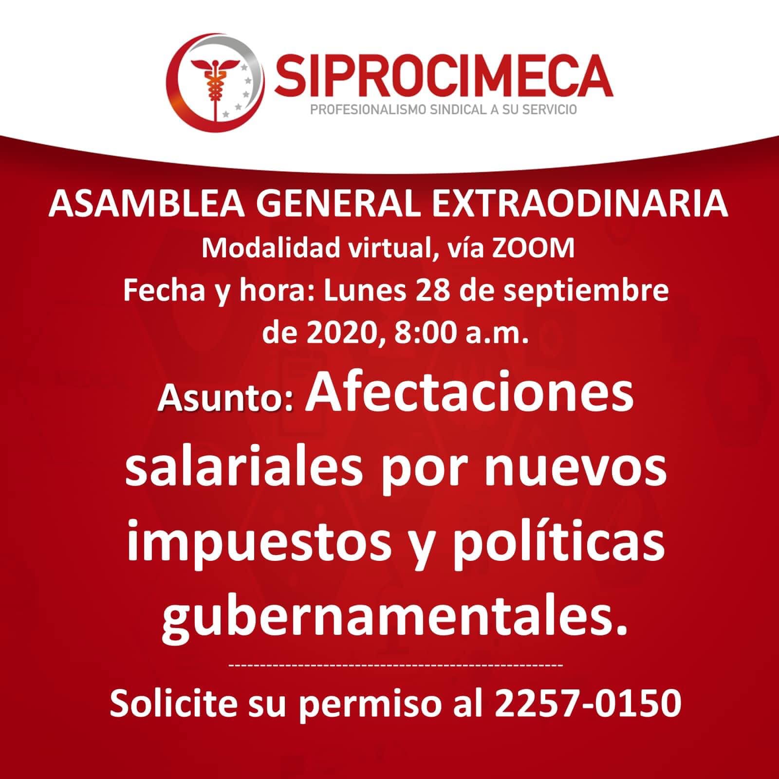 SIPROCIMECA CONVOCA A SUS AFILIADOS CON CARÁCTER DE URGENCIA: